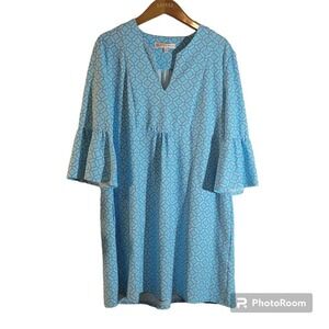 Jude Connally Megan Tunic Dress Womens Small Blue Green Honeycomb Catalina Cloth